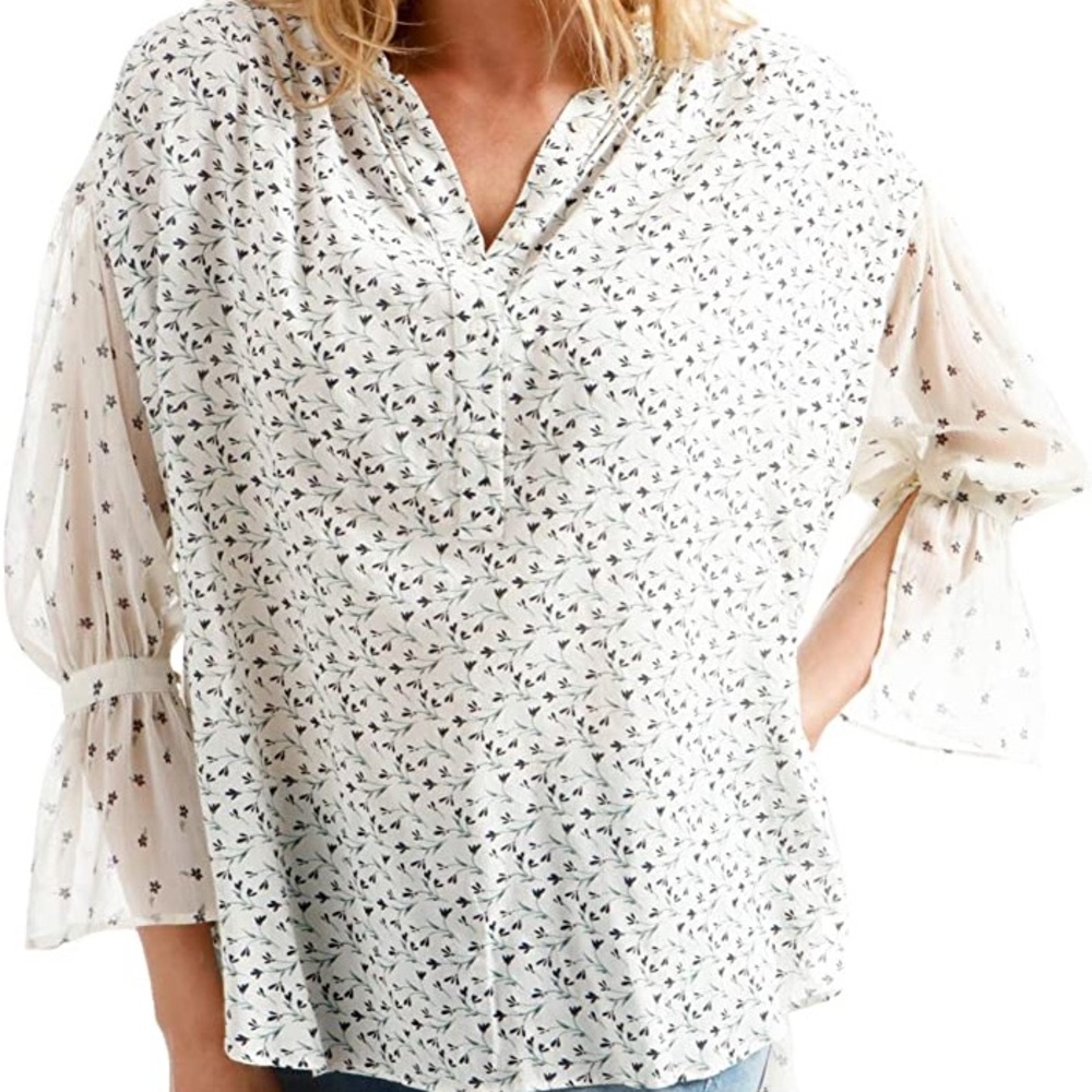 Lucky Brand Half Button Floral Blouse